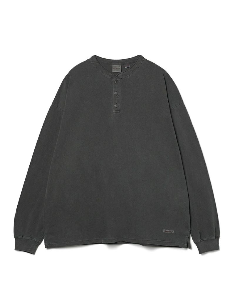 Goodwear】USAコットン製品染めSUPER BIGヘンリーネックロンT
