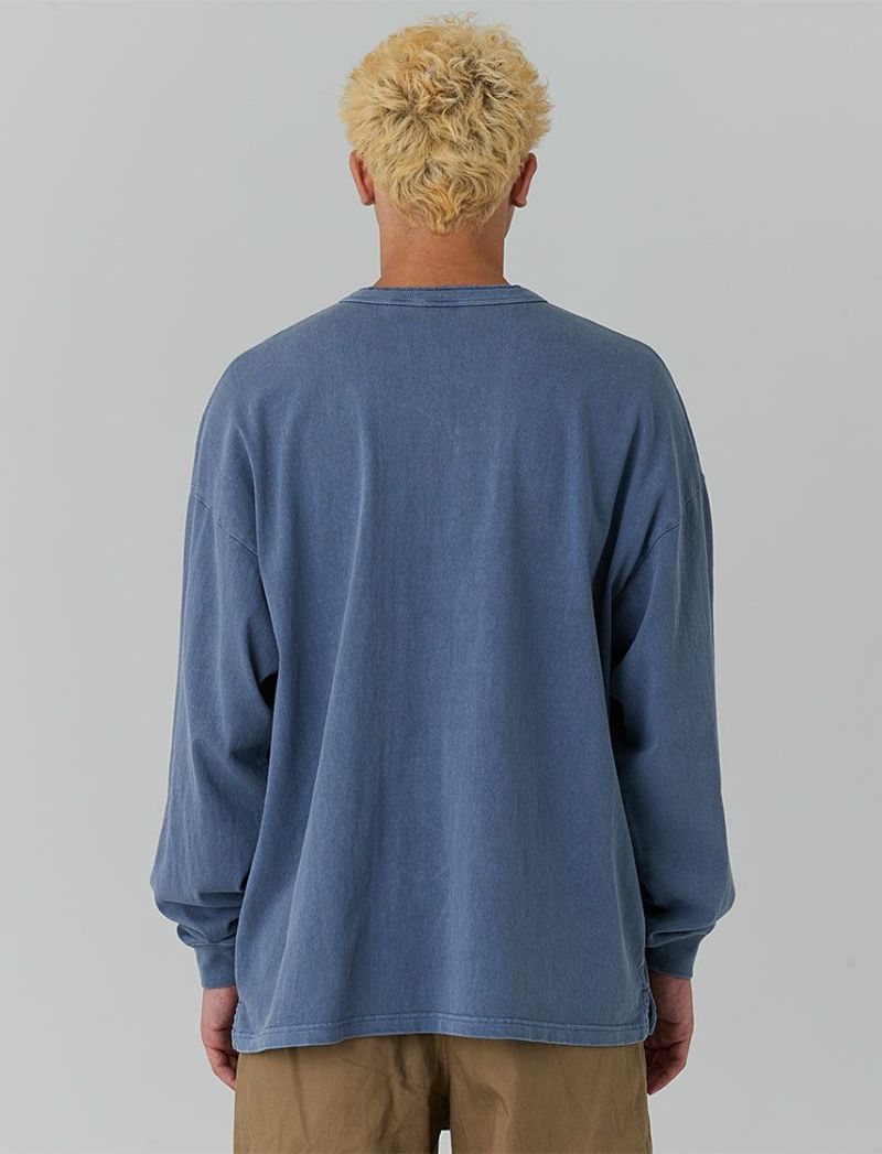 Goodwear】USAコットン製品染めSUPER BIGヘンリーネックロンT